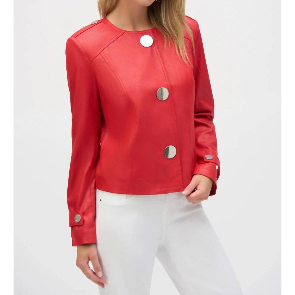 NEW JOSEPH RIBKOFF faux suede boxy jacket in radiant red
